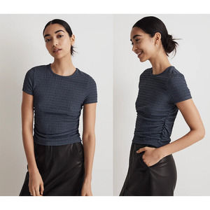 Madewell | Ruched Crewneck Tee | Nighttime Blue | Sz L